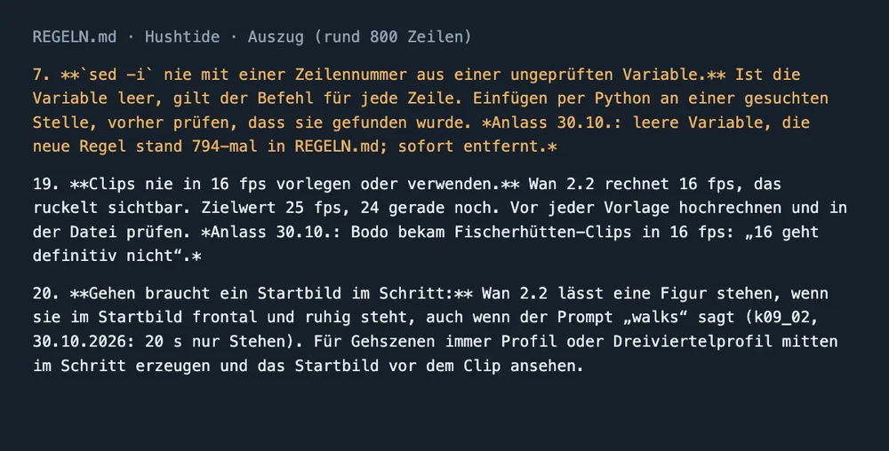 Auszug aus unserem Regelwerk