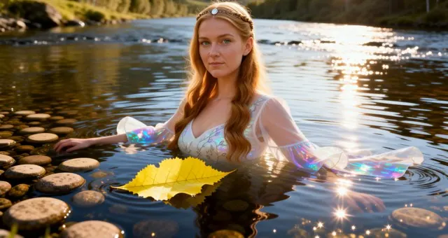 Mit KI erzeugtes Bild, in dem die Figur im Wasser steht statt nur ein Blatt zu zeigen